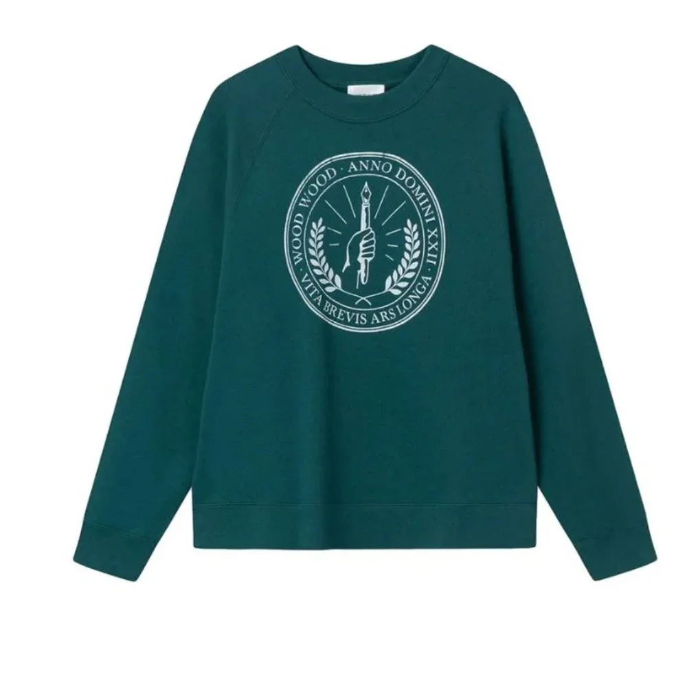 Wood Wood Sweatshirt - Organic Cotton - Emerald Green - Hope Insignia - NEW - Picture 1 of 7